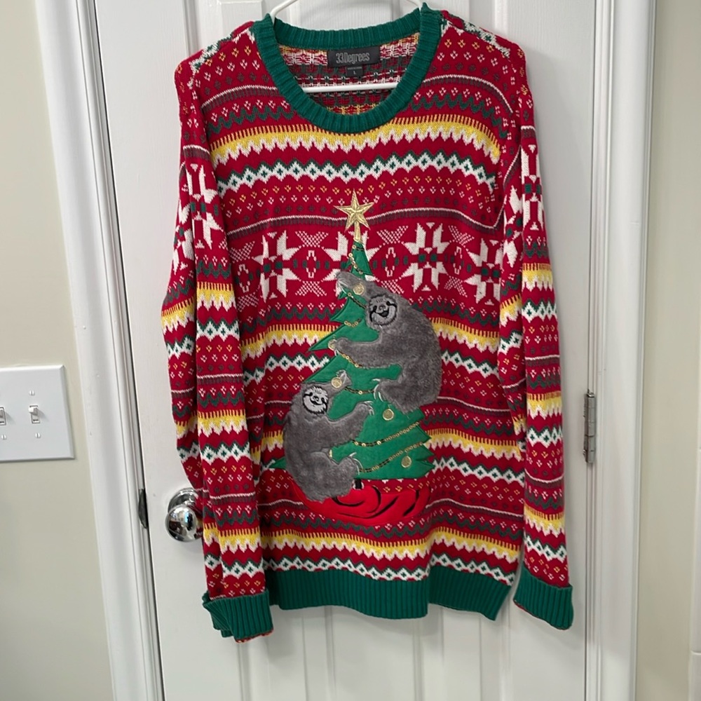 ugly christmas sweater/sloths
